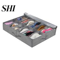 Transparent Shoes Storage Box Dust-proof Reinforced Handle Non Woven Fabric Under Bed Organizer Household Supplies tamsiai pilka spalva