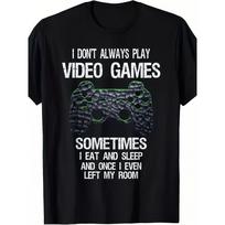 Funny Video Games T-Shirt Retro Gamer Humor Graphic Tee Casual Cotton Crewneck Shirt for Men S
