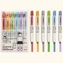 6pcs Taco Color Highlighter Pens Set Cartoon Human & Pets Knock Type Art  for Drawing Painting A7592
