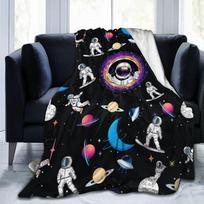 Astronauto kosminis pledas, vilnos flanelės pledas, jaukus pliušinis pledas, šildantis oro kondicionieriaus pledas sofai, miegamajam, biurui, lovai 75X95CM