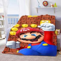 Super Mario Bros tematikos pledas Minkštas poliesterio flanelis Jaukus metamas pledas Namų svetainės dekoras -QJY 75X95CM