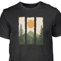 Wald Sonnenuntergang T-Shirt, Natur Design, Vintage Berge Shirt, Wander Geschenk,Outdoor Hiking Tee, Abenteuer Shirt,Naturliebhaber Geschenk S