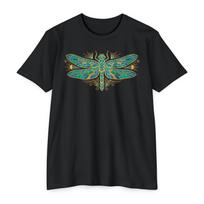 Dragonfly T-Shirt Green Mosaic Nature Insect Graphic Tee Boho Garden Lover Gift Wildlife Art Shirt 4XL