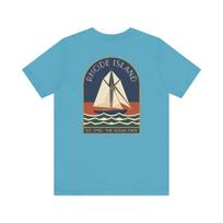 Rhode Island Sailboat Art Deco T-Shirt | Retro Ocean State Coastal Graphic Tee | Rhode Island Gift M