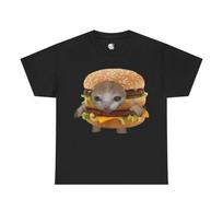 Kitty Burger Meme Graphic Boxy T-Shirt, y2k, kitty, animal, kittens, cats, gifts, Christmas shirt gift, cat owners, funny, memes, tee, kids 4XL