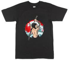 Men's and Women's T-shirts Samurai Girl Woman Katana Japan Art Gift S įvairiaspalvis