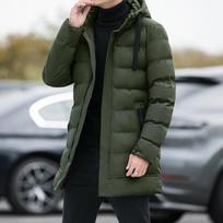 Hooded Thickened Mid-length Puffer Parka Coat for Men Winter Warm Thick Casual Long Sleeve Overcoat Outwear for Cold Weather Outdoor Daily Wear XS žalia