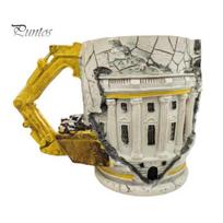 Novelty Birthday Gift for Him Creative Excavator Shape Mug, with Ergonomic Handle, Resin Retro Texture Drinkware, Mug Coffee 450ml Capacity,