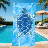Blue Water Ripple Sea Turtle Print Beach Towel Sandproof Fast Dry Towel Ocean Theme for Beach Pool Camping Holiday 50X100cm &1pc