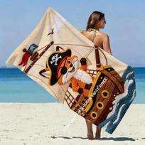 Pirate Fox Sailboat Beach Towel Patterned Sunscreen And Windproof Suitable For Swimming Pool Camping Travel 35x75cm&1pc