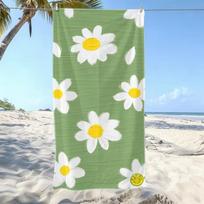 Bright Pink Tulip Daisy Print Beach Towel Cute Floral Pattern Towel Soft Absorbent Quick Dry Beach Blanket 50X100cm &1pc