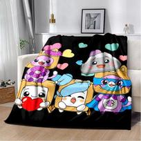 Happy Rocky Foxy Boxy Lankybox Plush Throw Blanket Soft Flannel for Living Room Bedroom Bed Sofa Picnic Size: 75*100cm, Weight: 230 GSM