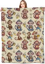 VODRM Monkey Banana Throw Fun Jungle Cartoon Blanket Kids Animal Lovers Gift Soft Fleece Picnic Sofa Bed Decor xin Size: 75*100cm, Weight: 230 GSM