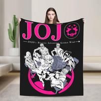JoJo's Bizarre Adventure Flannel Blankets Japanese Anime Fashion Throw Blanket for Bedspread 150*125cm Ultra-Soft Size: 75*100cm, Weight: 230 GSM