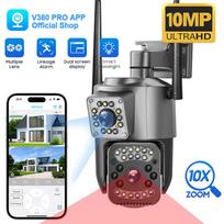 V380 PRO programėlė Dvigubo objektyvo 4G kamera HD 8MP Lauko kamera IP66 atspari vandeniui Dvikryptis pokalbis Spalvotas naktinis matymas Mobilusis sekimas CCTV Camera