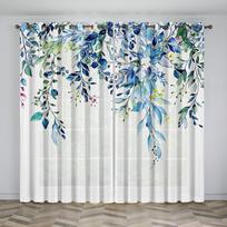 Žalių Lapų Užuolaidos Gėlėtos Botaninės Spausdinimo Panelės Laukinių Gėlių Tulpių Augalų Lianos Žolelės Rustic Svetainės Miegamojo Langų Užuolaidos 100W130H(CM)40x51in&Grommet Top gray