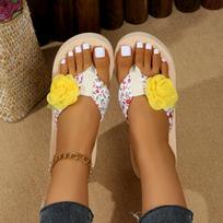 Female Sliding New Summer Slippers Outdoor Beach Trigger Cute Flower Bow 36