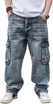 Solid Denim Cargo Plus Loose Wide Straight Baggy Hip Street Unique CW898 Size D.IIZOO Men's Pants, Size, Fit, Leg, Fit, Pants, Hop, Style, Fashion, mėlyna
