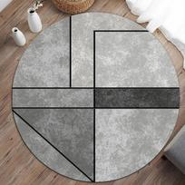 Modern Geometric Patterned Round Area Rug Artistic Gold Line Shape Print Carpet Soft Non Slip Floor Mat For Living Room Bedroom 40X40CM
