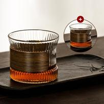 GIANXI Hammer Patterned Glass Cup For Coffee Wood Ring Tea Cup Master Cups Small Kung Fu Set Tea Drinking Coffee Tea Mug