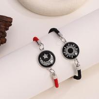 Luminous Moon And Sun Lovers Time Gemstone Bracelet, Unisex gray