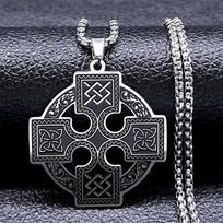 Celtic Sun Knot Necklace With Viking Shield Pendant Stainless Steel Druid Jewelry sidabras