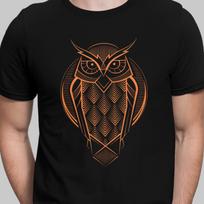 Owl Deco Art T Shirt Vintage Geometric Owl Unisex T-shirt 2XL