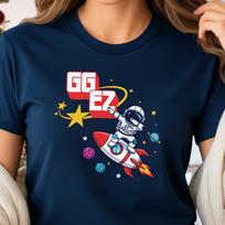 GG EZ Funny Gamer Shirt with Dabbing Astronaut on Rocket - Cool Gaming Tee for Men Women Kids - Christmas Gamer Gift for Video Game Fans L