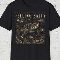 Feeling Salty Turtle Shirt, Funny Sea Turtle Tee, Ocean Turtle T shirt, Coastal Beach Humor Shirt, Marine Life Tee, Ocean Animal Tee M