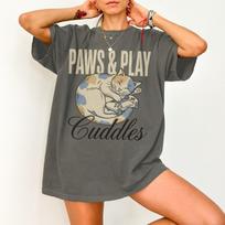 Paws and Play T-Shirts, T-shirts, Gaming Cat Shirt, Cozy Gamer T-shirt, Gift for Gamer, Funny Gamer Tee, Cute Cat Lover, Video Game S