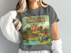 Stardew Valley T Shirt Life Happens Pixel Art Tee, Cozy Gaming Shirt, Video Game Lover Gift, Pelican Town Shirt, Stardewvalley Shirt 4XL