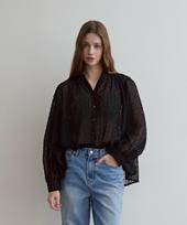 Odier See-Through Popcorn Rose Blouse-Black Black/One