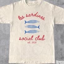 Les Sardines Social Club T-Shirt, Tinned Fish Tee, Portugal Travel Gift, Vintage Sardine Coastal Aesthetic Fish Shirt, Unisex S