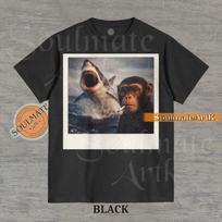 Smoking Monkey Selfie Shirt, Hilarious Shark Mug Shot Tshirt, Meme Joke Funny T-shirt, Unisex Graphic 90s Tee 2XL