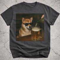 Shiba Inu Drinking Beer Shirt, Funny Doge Dog Meme Tee, Beer Lover Gift, Shiba Owner Vintage Tee, Silly Novelty Shirt XL
