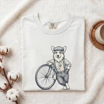 Corgi Pup Shirt Dog Fauna Gift Women Distressed Tee Puppy T-Shirt Dog Fan Canine Graphic Doggy Outline Cycle Tshirt S