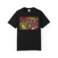Psychedelic Floral Wave T-Shirt | Retro 70s Trippy Art M