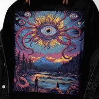 Psychedelic Cosmic Horror T Shirt | Trippy Surreal Vision Graphic Tee | Graphic Shirt Men and Women 2XL