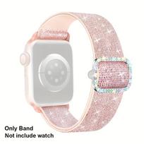 Blizgus nailoninis solo kilpos „Apple Watch“ dirželis, tampri blizganti „iWatch“ juosta tinka 40–49 mm Series Ultra SE 44mm/45mm/46mm/49mm balta