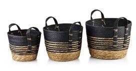 Bali Komplet 3 Koszy Trawa Morska 33X33X26/28X28X23/23X23X20Cm 33x33x26 cm, 28x28x23 cm, 23x23x20 cm smėlis
