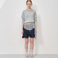 Lcdc Tm Semi-Sheer V-Neck Knit Top Light Blue/Os