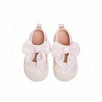 Girls' Princess Shoes 2024 Spring/Autumn Bow-Knot Crystal Velcro Closure Breathable Wear-Resistant Ankle Soft Rubber Children Size 24-inner length 155 cm-foot length 145149 cm rožinė