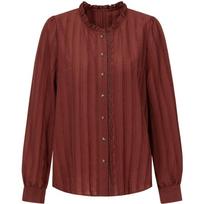 Anna Coco Vintage Ruffle Collar Lace Textured Blouse L tamsiai raudona spalva