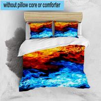 Flame Dance In Blue And Orange 3pcs Bedding,Including 1pc Duvet Cover And 2pcs Pillowcases Perfect for Christmas,Ideal for Bedroom, Dormitory 135cm*200cm