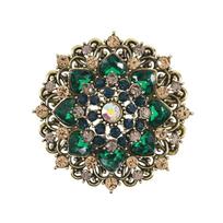 Weiman Retro Brilliant Dark Green Flowers Brooches Luxury Women Fashion Crystal Rhinestone Alloy Customize Designer Brooch Pins XD824132 auksas