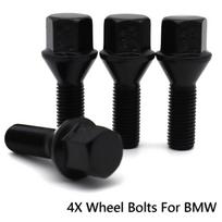 4x Car Alloy Wheel Bolts Lugs Nuts M12x1.5 17mm Hex Black For BMW 1 3 5 7 Series Z1 Z3 Z4 E81 E87 E46 E90 E93 Mini R50 R53 R56