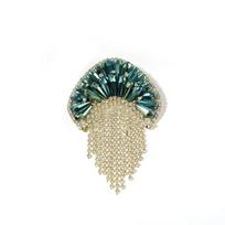 Weiman Elegant Tassel Style Crystal Jellyfish Brooch New Arrival Zinc Alloy Jewelry for Women. for Parties & Weddings Gold Plated mėlyna