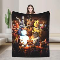 FNAF At Freddys Flannel Blanket Winter Soft Durable Throw Blanket for Children Home Decor Pattern Bedspread Sofa Bed Cover Size: 75*100cm, Weight: 230 GSM
