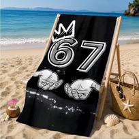 Royal Hands Holding Number 67 Beach Towel, Quick-drying, Easy to Care for, Suitable for Both Fitness and Beach Vacations,Sports Essential 70cmx140cm(27x55inch)