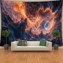 Psychedelic Nebula Vortex Universe Tapestry Orange Blue Gradient Space Print Hanging Cloth Room Decoration 100X70CM
